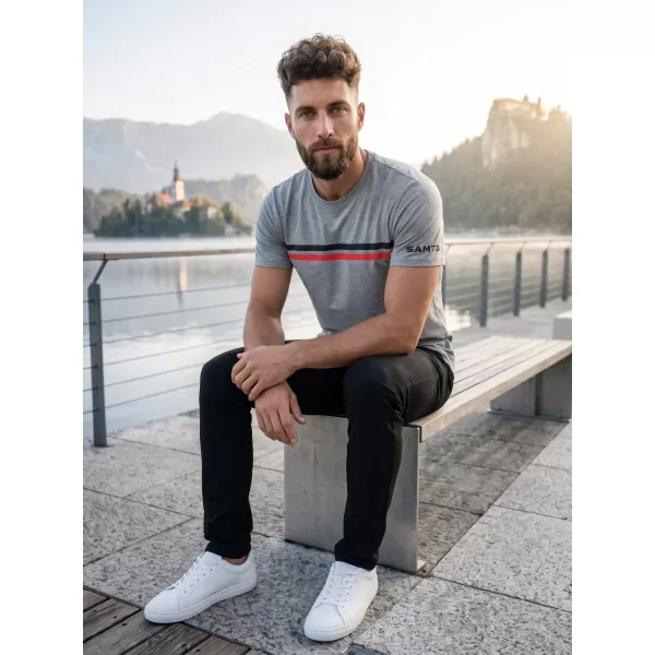  Herren-T-Shirt mit kurzen Ärmeln SAM 73 LARRY MT 803 GRAU 