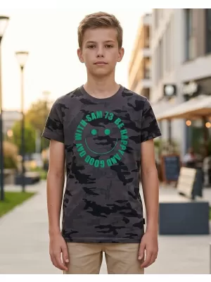 Jungen-T-Shirt mit kurzen Ärmeln SAM 73 KELVIN BT 560 SCHWARZ