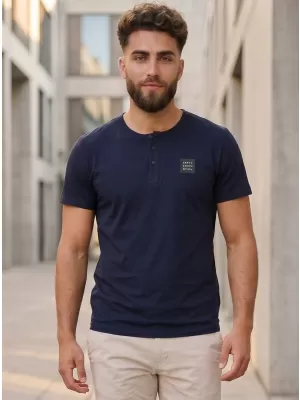 Herren-T-Shirt mit kurzen Ärmeln SAM 73 GIDEON MT 804 DUNKELBLAU