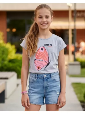Mädchen-T-Shirt mit kurzen Ärmeln SAM 73 AVERIE GT 566 HELLGRAU