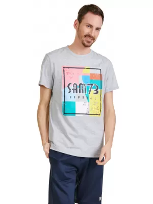 Herren-T-Shirt mit kurzen Ärmeln SAM 73 ELIJAH MT 789 HELLGRAU