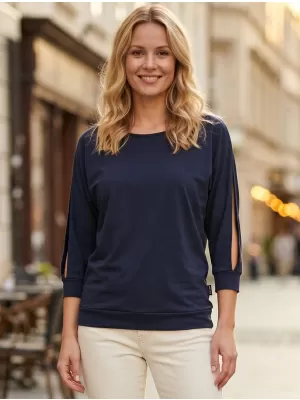 Damen-T-Shirt mit 3/4-Ärmeln SAM 73 VIVIAN WT 863 DUNKELBLAU