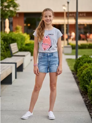 Mädchen-T-Shirt mit kurzen Ärmeln SAM 73 AVERIE GT 566 HELLGRAU