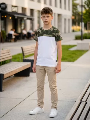 Jungen-T-Shirt mit kurzen Ärmeln SAM 73 MOSES BT 556 WEIß