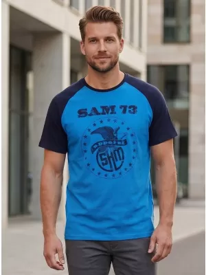 Herren-T-Shirt mit kurzen Ärmeln SAM 73 JORDAN MT 805 LEUCHTEND BLAU