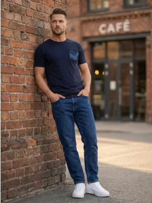 Herren-T-Shirt mit kurzen Ärmeln SAM 73 SEAN MT 796 DUNKELBLAU