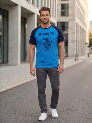 Herren-T-Shirt mit kurzen Ärmeln SAM 73 JORDAN MT 805 LEUCHTEND BLAU