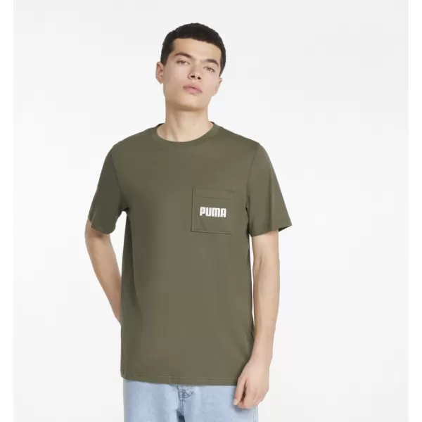  Herren-T-Shirt PUMA MODERN BASIC POCKET TEE DUNKELGRÜNES MOOS 