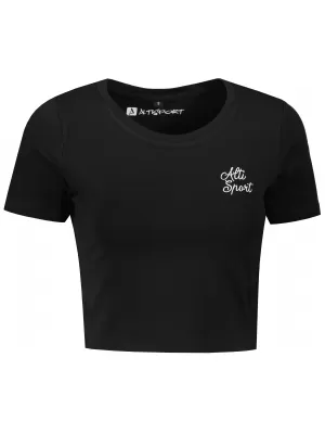 Crop-Top-T-Shirt für Damen ALTISPORT BYB/ALW056BY042 SCHWARZ UND WEIß