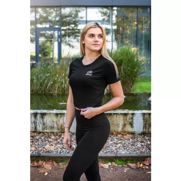  Crop-Top-T-Shirt für Damen ALTISPORT BYB/ALW056BY042 SCHWARZ UND WEIß 