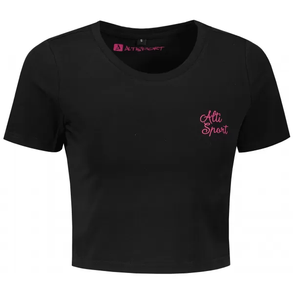  Crop-Top-T-Shirt für Damen ALTISPORT BYB/ALW056BY042 SCHWARZ ROSA 