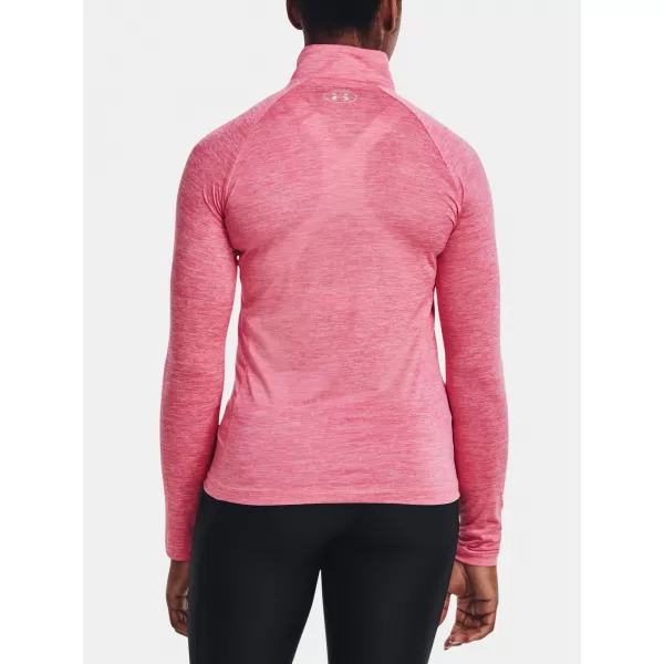  Damen-T-Shirt UNDER ARMOUR TECH 1/2 ZIP - TWIST 1320128-676 ROSA 