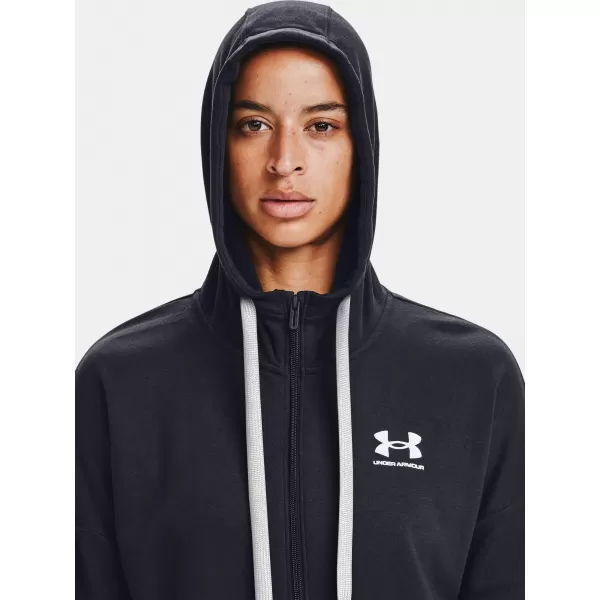  Damen-Sweatshirt UNDER ARMOUR RIVAL FLEECE FZ HOODIE 1356400-001 SCHWARZ 
