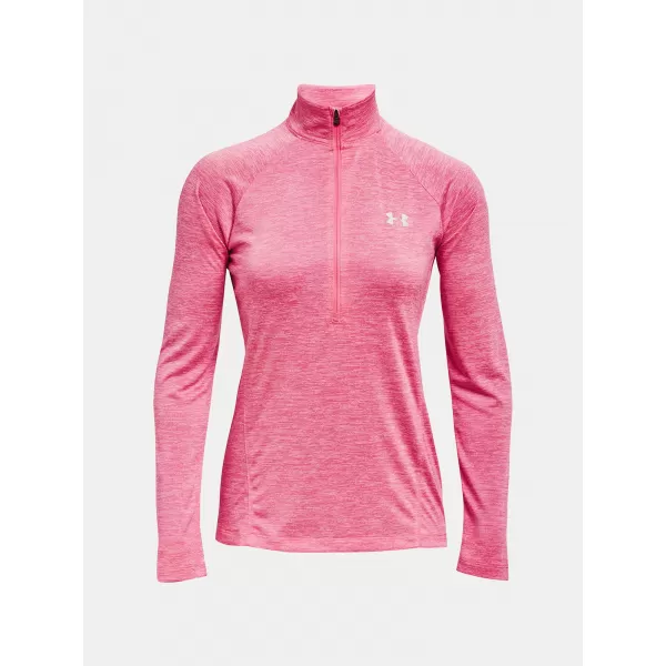  Damen-T-Shirt UNDER ARMOUR TECH 1/2 ZIP - TWIST 1320128-676 ROSA 