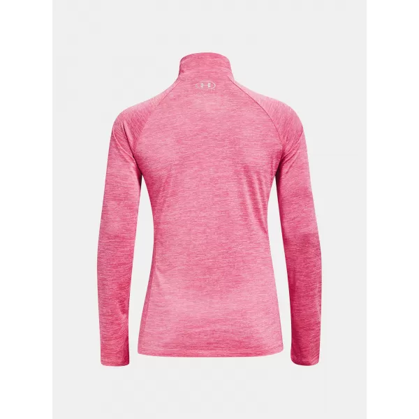  Damen-T-Shirt UNDER ARMOUR TECH 1/2 ZIP - TWIST 1320128-676 ROSA 