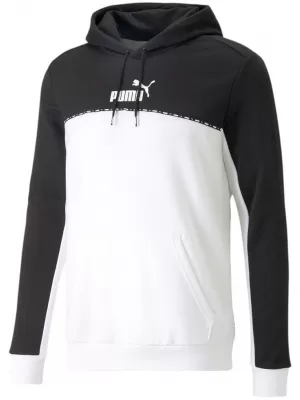 Herren-Sweatshirt PUMA ESS BLOCK X TAPE HOODIE FL 673342-01 SCHWARZ/WEIß