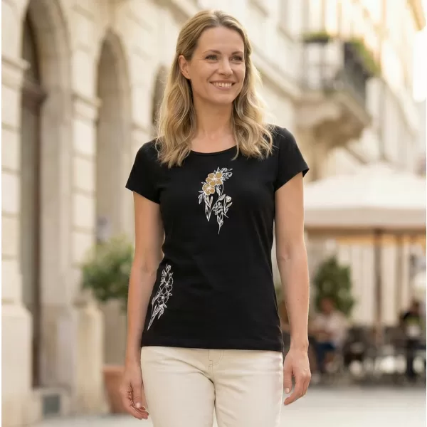  Damen-T-Shirt ALTISPORT ALW169122 SCHWARZ UND GOLD 