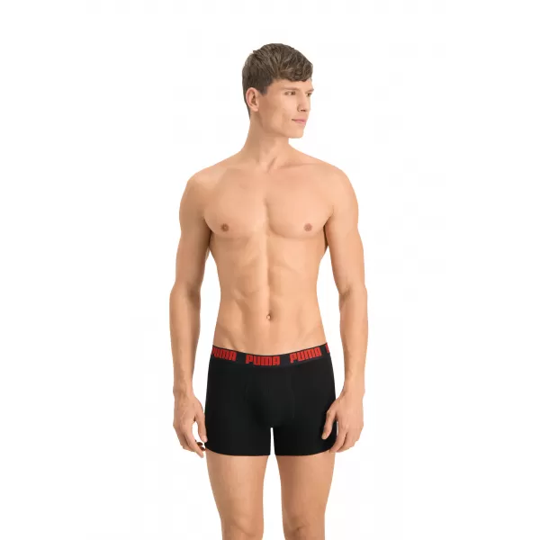  Herren-Boxershorts PUMA BASIC BOXER 2P 90682309 ROT/SCHWARZ 