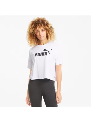 Crop-Top für Damen PUMA ESS CROPPED LOGO TEE 586866-02 WEIß