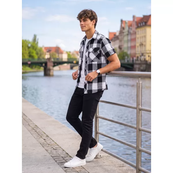  Hemd BRANDIT KOSTKOVANÁ KRÁTKÝ RUKÁV BD4032 WEIß/SCHWARZ 