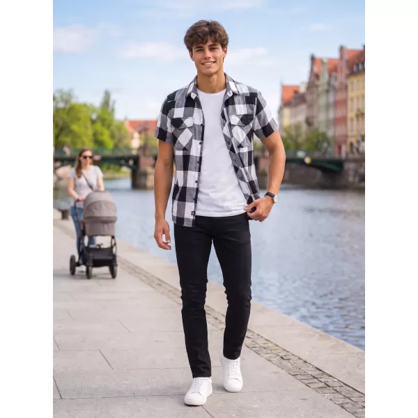  Hemd BRANDIT KOSTKOVANÁ KRÁTKÝ RUKÁV BD4032 WEIß/SCHWARZ 