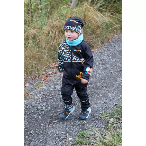  Baby Softshell Jacke isoliert WAMU DINOSAUŘI SCHWARZ 