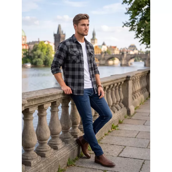  Hemd BRANDIT KOSTKOVANÁ DLOUHÝ RUKÁV BD4002 SCHWARZ/GRAU 