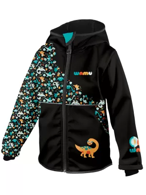 Baby Softshell Jacke isoliert WAMU DINOSAUŘI SCHWARZ