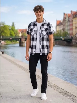 Hemd BRANDIT KOSTKOVANÁ KRÁTKÝ RUKÁV BD4032 WEIß/SCHWARZ