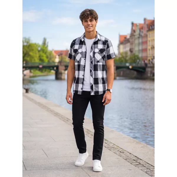  Hemd BRANDIT KOSTKOVANÁ KRÁTKÝ RUKÁV BD4032 WEIß/SCHWARZ 