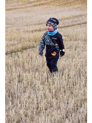 Baby Softshell Jacke isoliert WAMU DINOSAUŘI SCHWARZ