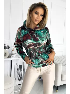 Damen Sweatshirt NUMOCO A390-2 GRÜNER MARMOR