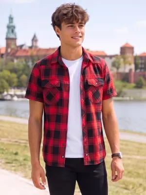 Hemd BRANDIT KOSTKOVANÁ KRÁTKÝ RUKÁV BD4032 ROT/SCHWARZ
