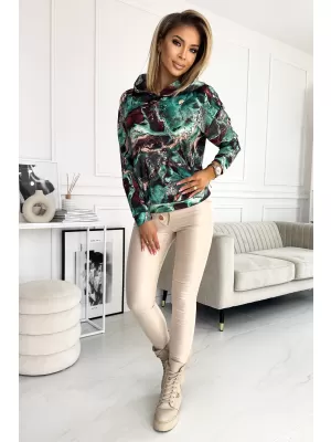 Damen Sweatshirt NUMOCO A390-2 GRÜNER MARMOR