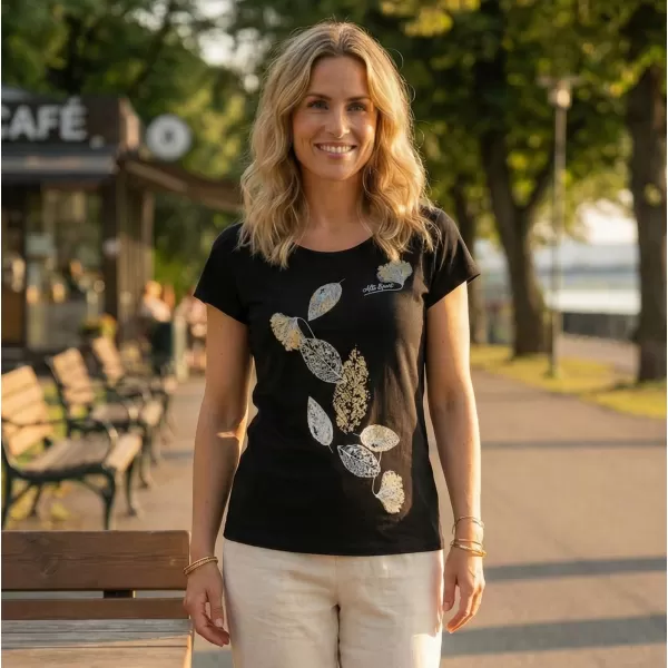  Damen-T-Shirt ALTISPORT ALW171122 SCHWARZ UND GOLD 