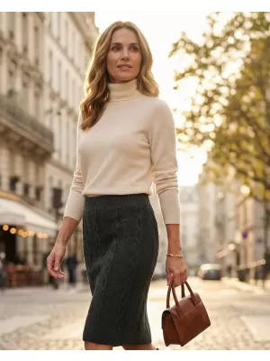 Strickrock für Damen KIXMI RUTH DUNKELGRAU MELIERT