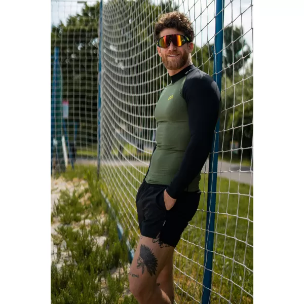  Herren t -Shirt mit UV -Schutz NORDBLANC SURFER NBSMF7867 GRÜN/SCHWARZ 