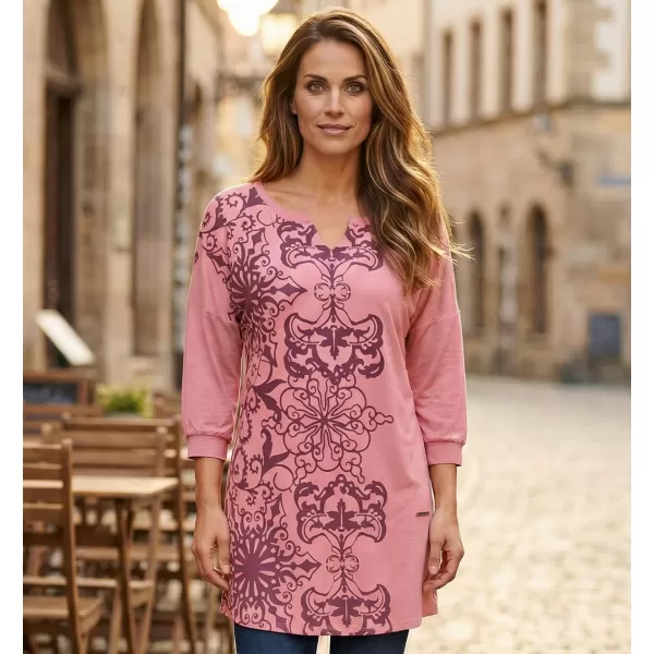  Damen-T-Shirt ALTISPORT BLANCH DUNKELPINK 