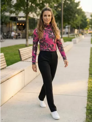 Rollkragenpullover für Damen KIXMI RINA ROSA