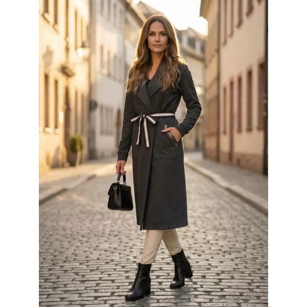  Langes Damen-Sweatshirt KIXMI ROSAMUNDA DUNKELGRAU MELIERT 