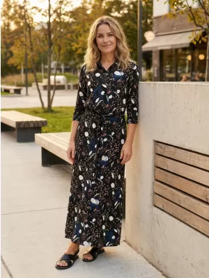 Hemdblusenkleid für Damen ALTISPORT BECCI SCHWARZ