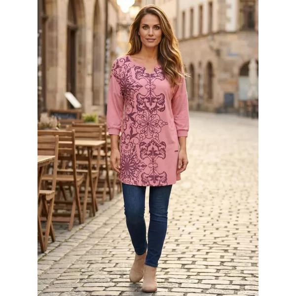  Damen-T-Shirt ALTISPORT BLANCH DUNKELPINK 