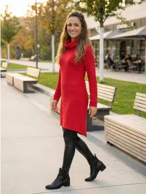 Sweatshirt-Kleid für Damen KIXMI RIVA ROT