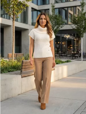Damen-Strickweste KIXMI RAISA HELL BEIGE