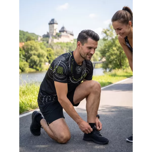  Premium-T-Shirt für Herren ALTISPORT VOJ/ALM003TR01 SCHWARZ UND GELB 