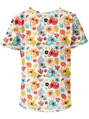 Kurz -schwaches t -Shirt WAMU HRAVÉ KOALY WEIß/FARBIGER
