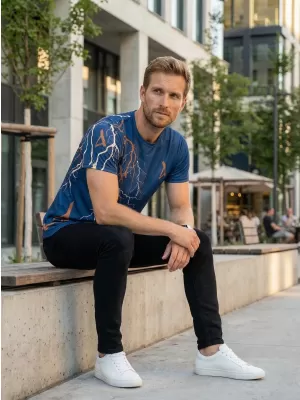 Premium-T-Shirt für Herren ALTISPORT VOJ/ALM004TR01 MARINE/BRAUN