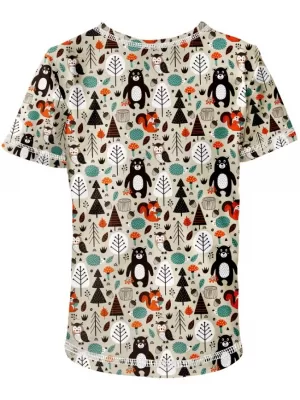 Kurz -schwaches t -Shirt WAMU KAMARÁDI Z LESA BRAUN