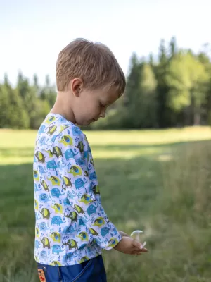 Langes Kinder -Shirt für Kinder WAMU SLŮŇATA WEIß/BLAU