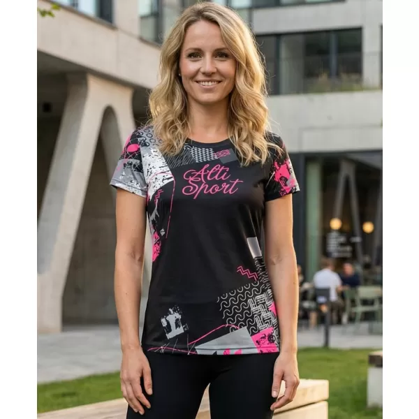  Hochwertiges Funktions-T-Shirt für Damen ALTISPORT VOJ/ALW009TR01 SCHWARZ/HELLROSA 